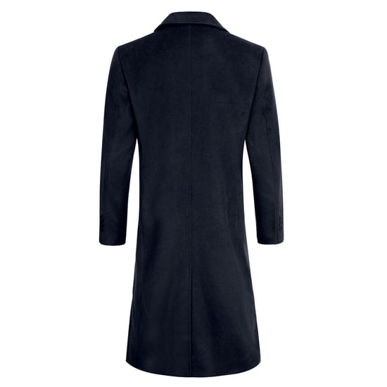 Men's Knee-Length Winter Wool Coat Slim Fit Turn-Down Collar Business Coats Blue - Image 3