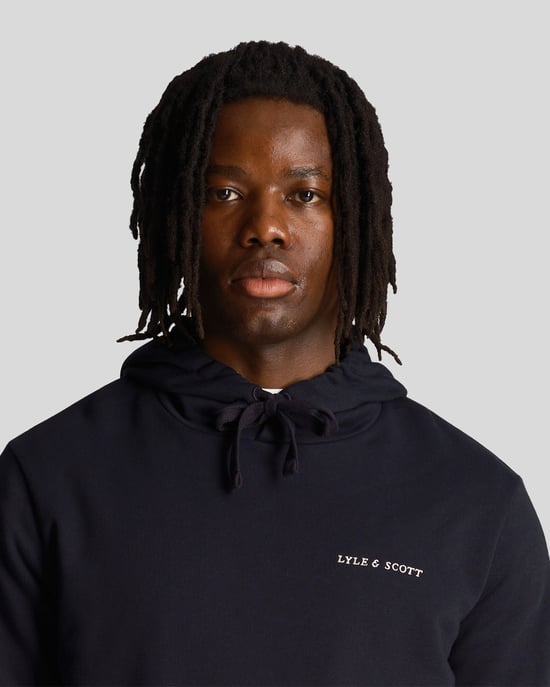 Sudadera con capucha bordada Lyle & Scott para hombre en navy - Image 4
