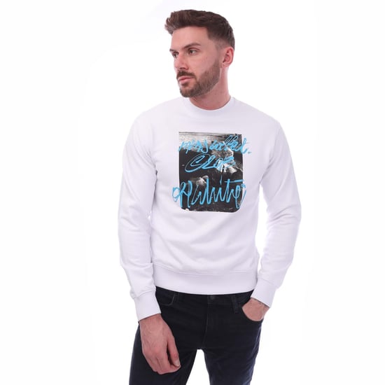 Sudadera Con Cuello Redondo Entallada Off-white Rocks Type, Color Blanco - Image 4