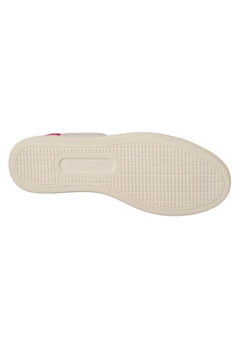 Dolce & Gabbana Women's White Pink Leather Low Top Sneakers Shoes
