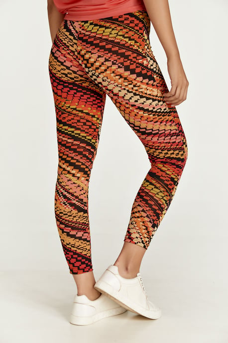 Red Multi-Coloured Print Leggings