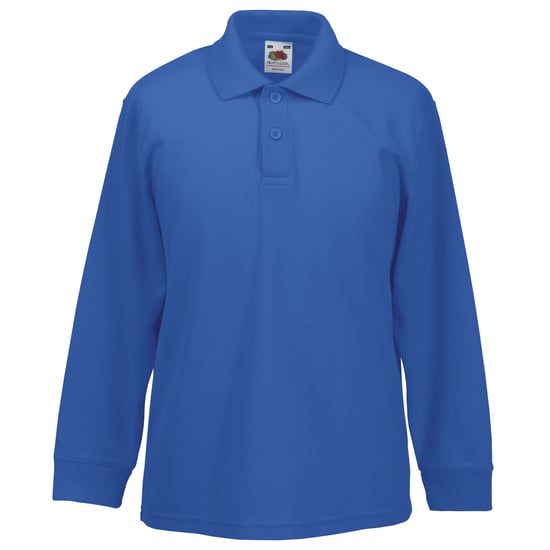 Fruit Of The Loom Childrens Long Sleeve 65/35 Pique Polo / Childrens Polo Shirts (Royal) - Image 1