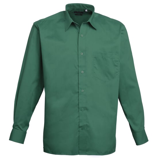 Premier Mens Premier Poplin Long-Sleeved Formal Shirt (Emerald) - Image 1