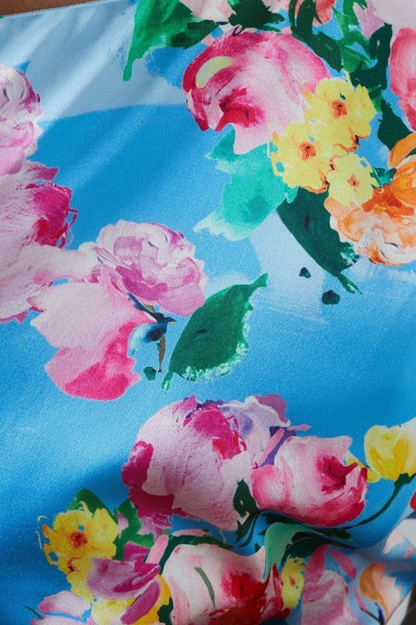 Teen Printed One Shoulder Bow Dress