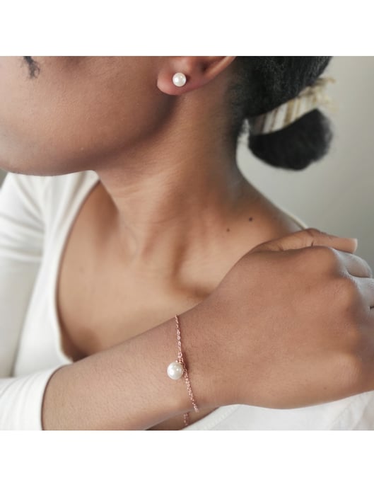 Conjunto de perlas de cristal de luna llena - Oro rosa y cristal - Image 2