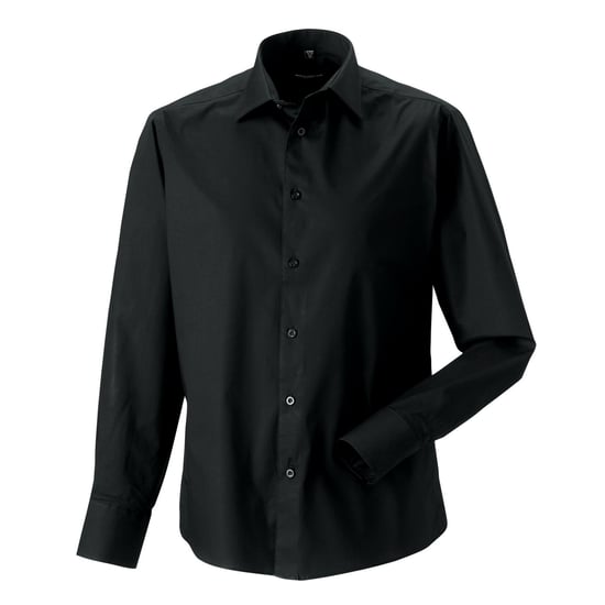 Russell Collection Mens Fitted Long-Sleeved Shirt (Black) - Image 1