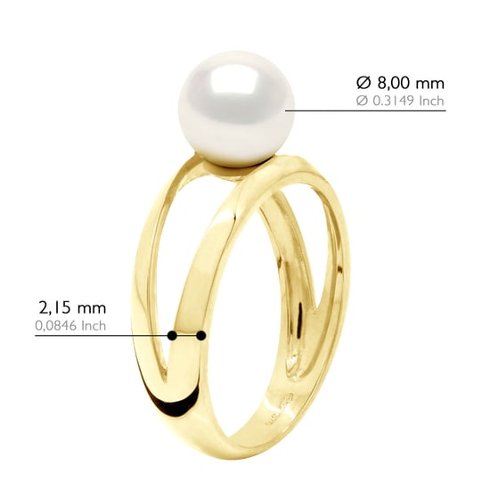 Ring - Yellow Gold 375 - Real Cultured Freshwater Pearl Round 8-9 mm - Image 2