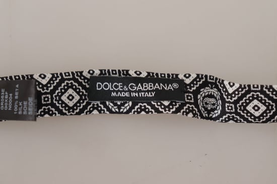 Corbata de hombre Papillon ajustable de seda 100% negra y blanca de Dolce & Gabbana - Image 4