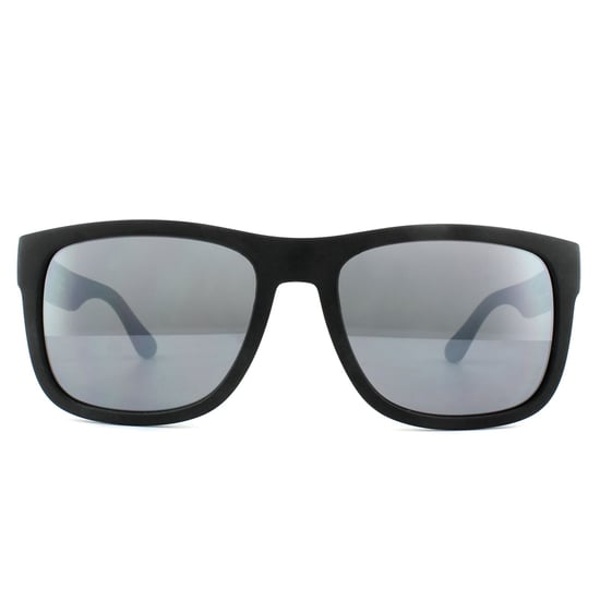 Gafas de sol para hombre Tommy Hilfiger Rectangulares Negros y Grises con Espejo - Image 1