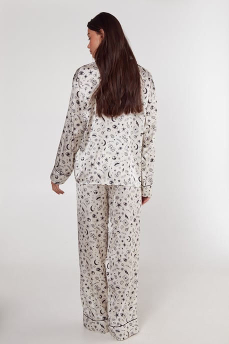 Satin Tattoo Printed Pajama Pants Set