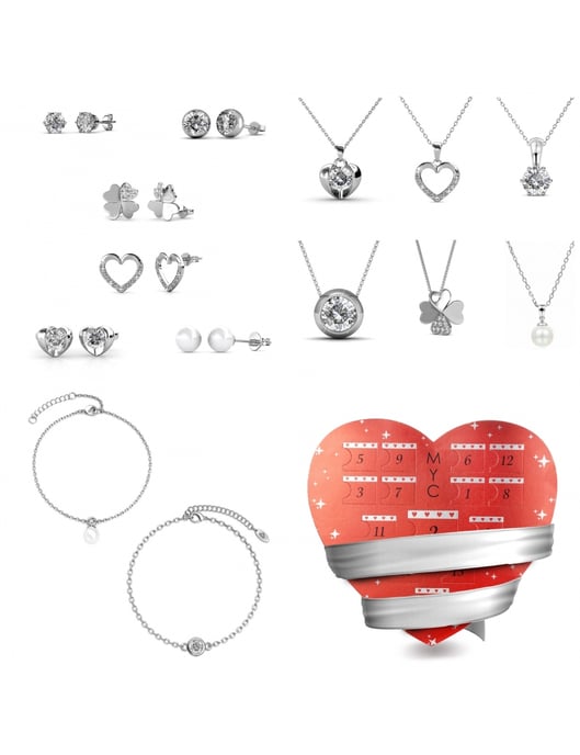 Caja corazón San Valentín - 14 joyas - Plata y Cristal - Image 2