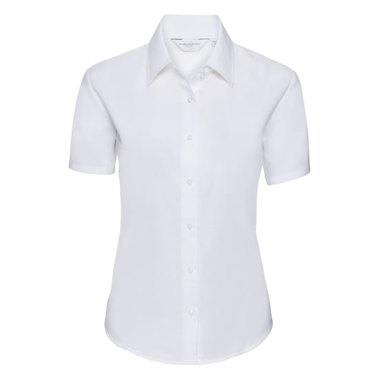 Russell Collection Ladies/Womens Short Sleeve Easy Care Oxford Shirt (White) - Image 1