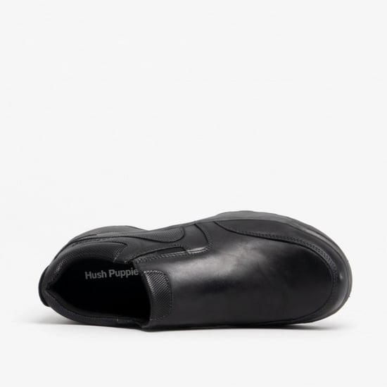 Hush Puppies Mens Jasper Slip On Leather Shoes (Black) - Image 4