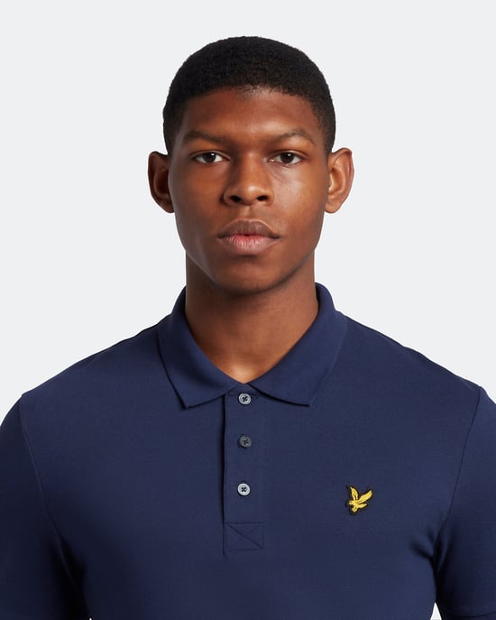 Lyle & Scott Plain Polo Shirt in Navy - Image 4