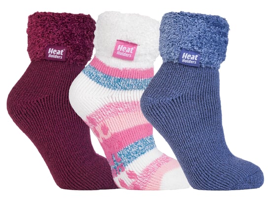 Womens Fluffy Slipper Bed Socks with Grips | Heat Holders | 3 Pair Multipack | Ladies Warm Fleece Lined Non Slip Socks | Regalos de invierno para ella - Pack 1 - Image 1