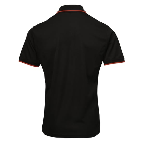 Premier Mens Contrast Coolchecker Polo Shirt (Black/Red) - Image 2