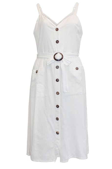 Button Through Sleeveless Belted Maxi Dress