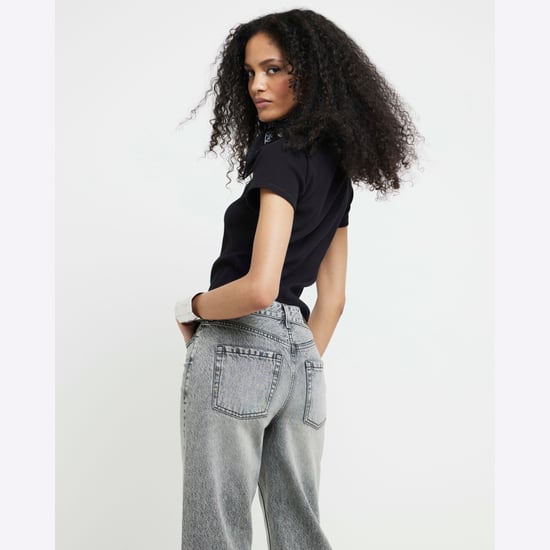 River Island Womens Cropped Jeans Grey Relaxed Straight Fit