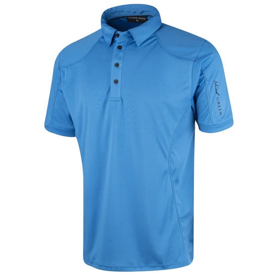 Island Green Mens Topstitched Golf Polo Shirt (Sky Azure) - Image 1