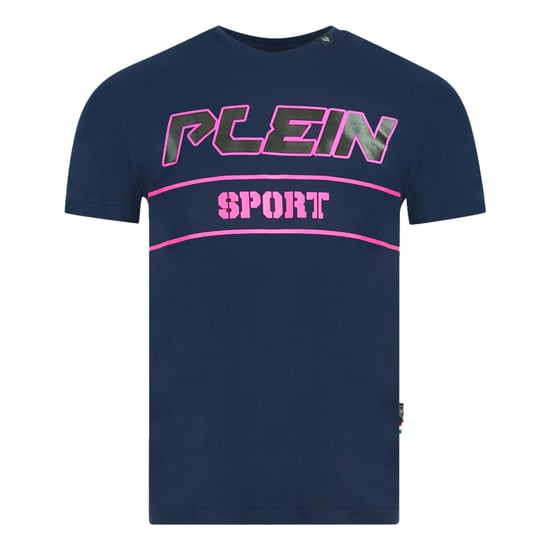 Plein Sport Block camiseta azul marino con logo rosa - Image 1