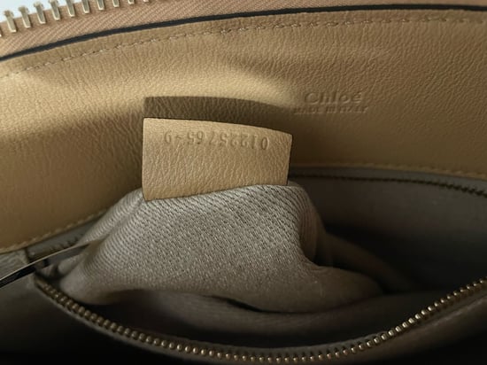 Chloe Edith Fringe Medium Day Bag in Beige Linen and Tan Calfskin Leather - Image 4