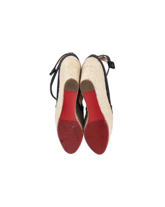 Christian Louboutin Dehia Espadrille Platform Wedge in Black Canvas - Image 6