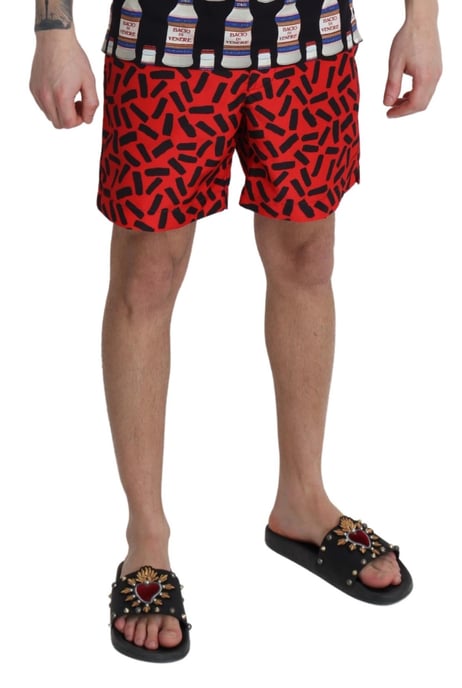 Shorts de baño para hombre de Dolce & Gabbana con patrón rojo - Image 4
