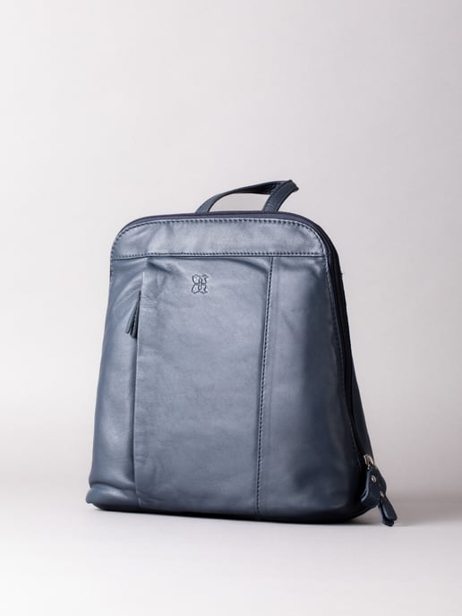 Enderby Leather Backpack in Navy