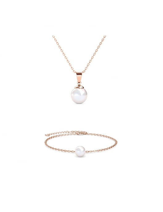 Conjunto de perlas de cristal de luna llena - Oro rosa y cristal - Image 1