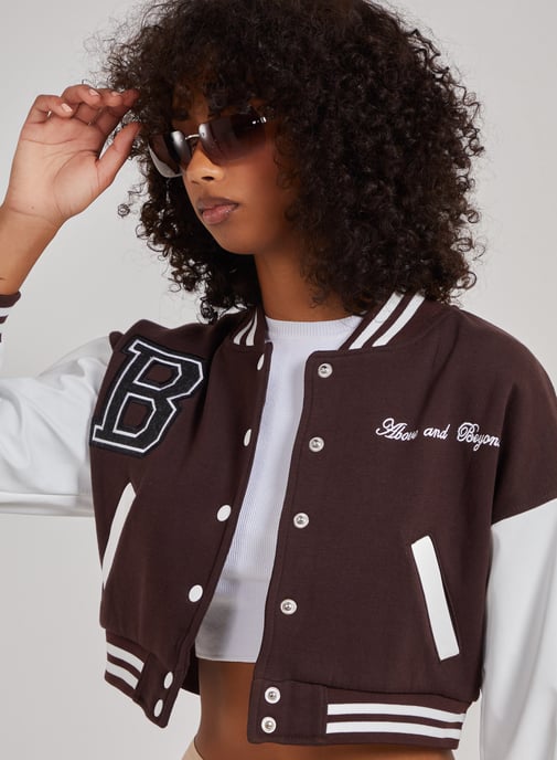 Contrast Sleeve Baseball Jacket
