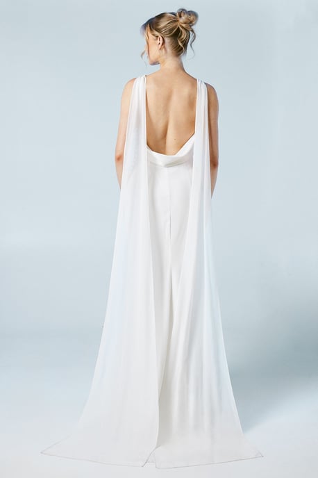 Chiffon Cowl Back Detail Wedding Dress