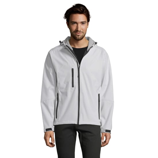 SOLS Mens Replay Hooded Soft Shell Jacket (Breathable, Windproof And Water Resistant) (White) - Image 4