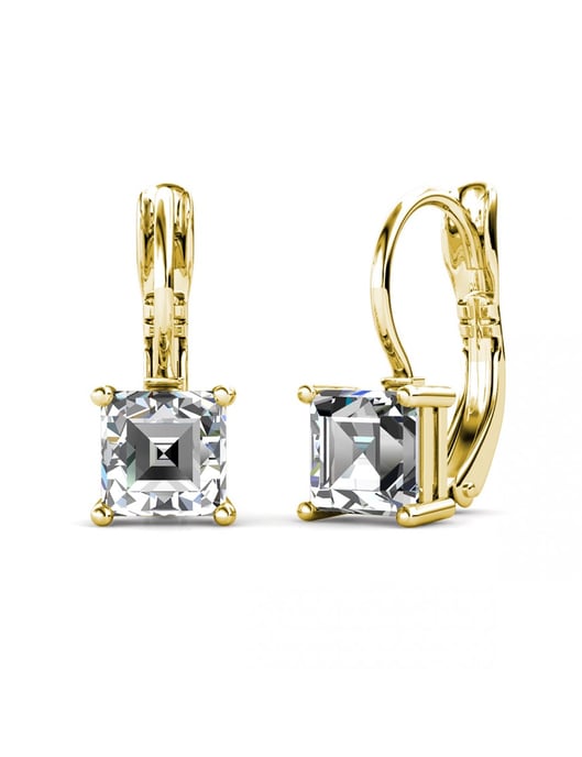 Pendientes Cuadrados - Oro y Cristal - Image 1