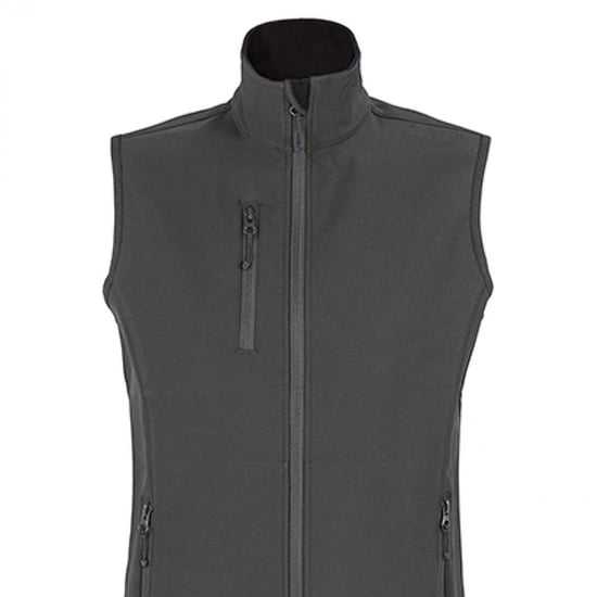 SOLS Womens/Ladies Falcon Softshell Zipped Body Warmer (Charcoal Grey Solid) - Image 2