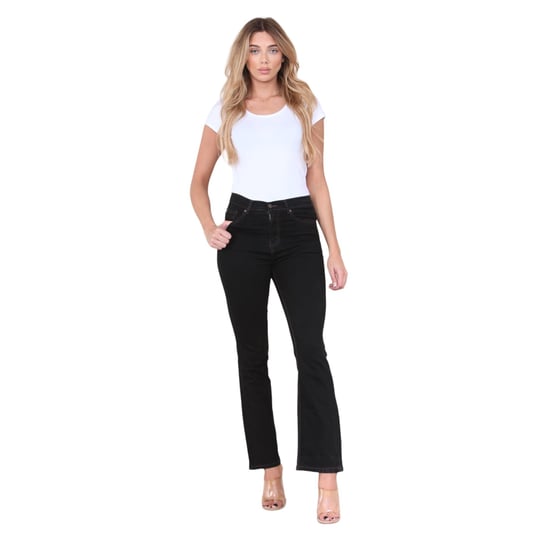 Womens Magic Shaping High Waisted Slim Flare Leg Jeans in Black - Image 6