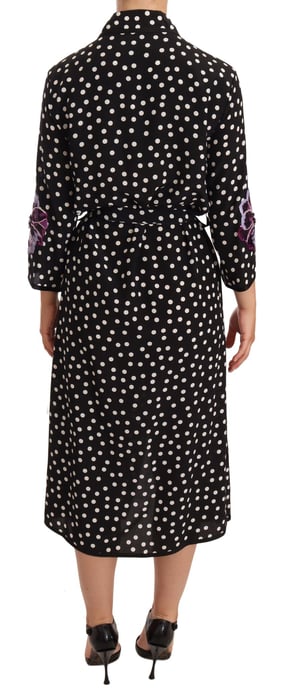 Vestido Floral de Contraste en Negro y Blanco con Cristales y Lentejuelas de Dolce & Gabbana para Mujer - Image 3
