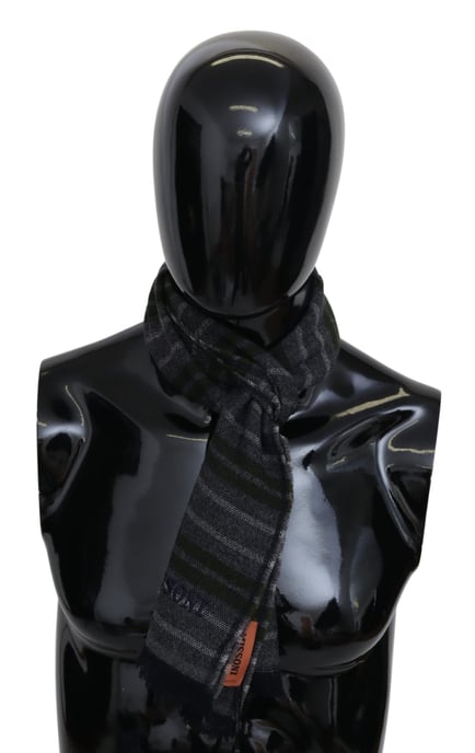 Missoni Men's Gray Striped Wool Unisex Neck Wrap Scarf - Image 1
