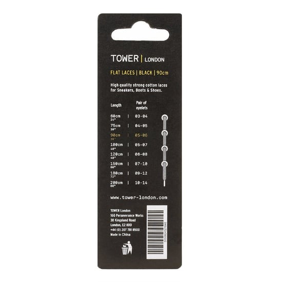 TOWER London Black Flat Laces (90cm) - Image 2