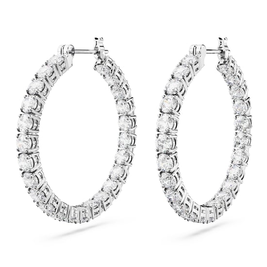 Swarovski 'Matrix' Women's Base Metal Hoop Earrings - Silver 5647715 - Image 3
