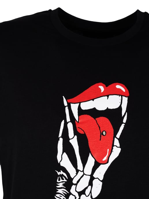 Les Hommes T-Shirt Tongue Prank Men's Black