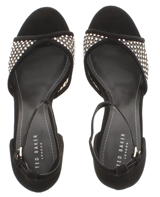 Zapatos de tacón para mujer Ted Baker Bexins de piel de ante con plataforma y tacón cuadrado, con punta descubierta, negros - Image 6