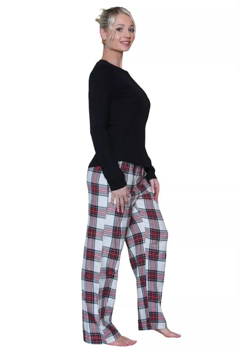 Conjunto de pijama de franela GAP para mujer en tartán negro - Image 3