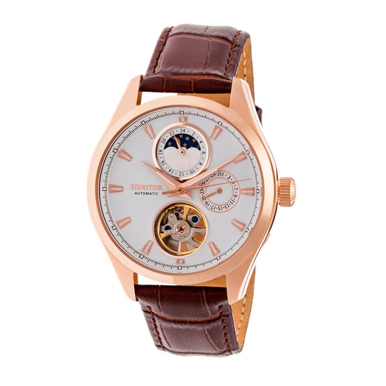 Reloj automático Heritor Sebastian semiesqueleto con correa de cuero - Image 1