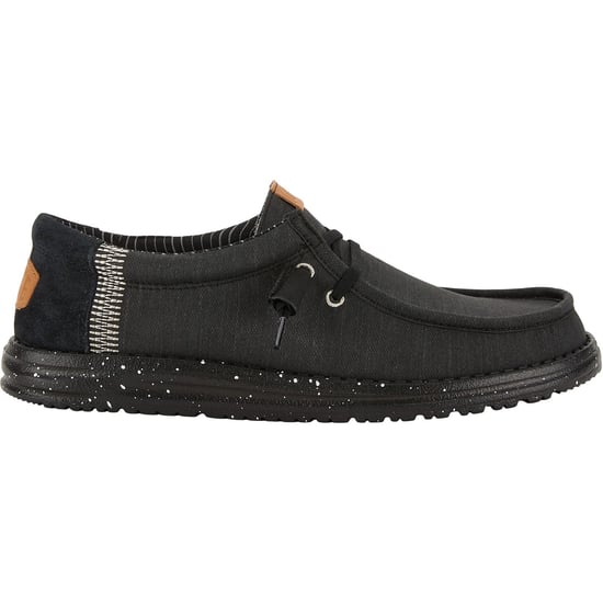HEYDUDE Wally Elevated Basics Canvas Men's Black Boat Shoes - Image 4