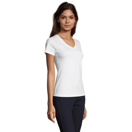 SOLS Womens/Ladies Imperial V Neck T-Shirt (White) - Image 3