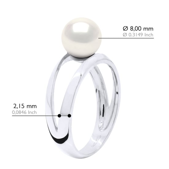 Ring - White Gold 375 -Real Cultured Freshwater Pearl Round 8-9 mm - Image 2