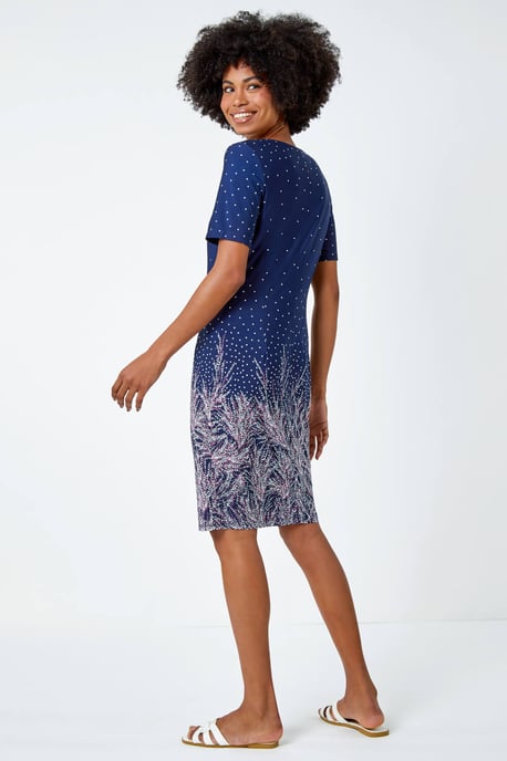 Border Print Floral Shift Dress - Image 3