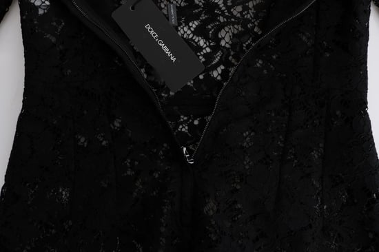 Vestido de Sicilia de Camomila con Encaje Floral Negro de Dolce & Gabbana - Image 4