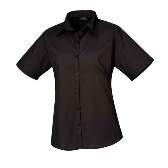 Premier Womens/Ladies Poplin Short-Sleeved Blouse (Black) - Image 1