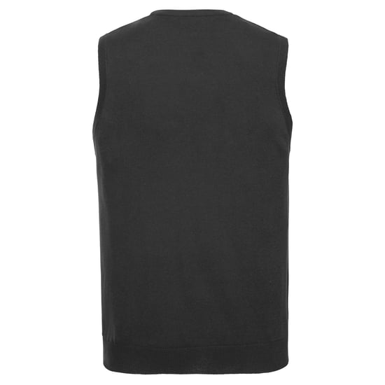 Russell Collection Mens Cotton Acrylic V Neck Sleeveless Sweatshirt (Black) - Image 2